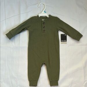 Okie Dokie 6M One Piece Olive Green with Snap bottom. NWT.